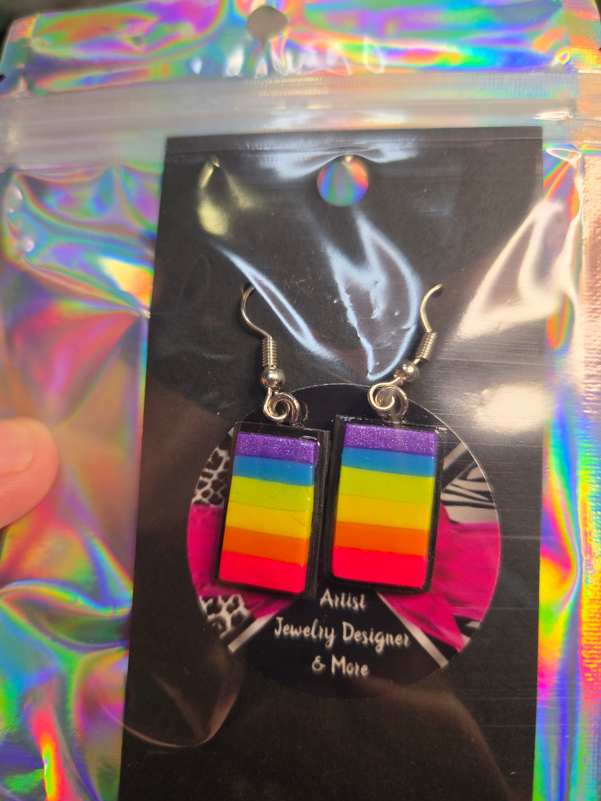 Vertical Rainbow Split Cake Earrings