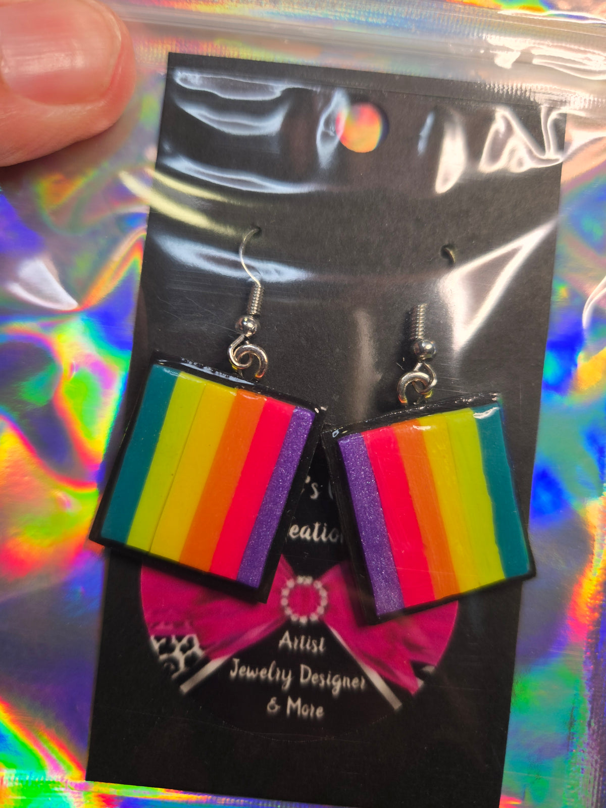 Rainbow Split Cake Earrings